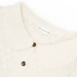 Kroche Diamond Hollow Out Knit Top White