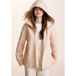 Kroche Double Zipper Tweed Warm Jacket Pink