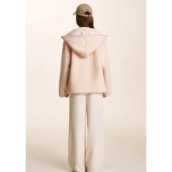 Kroche Double Zipper Tweed Warm Jacket Pink