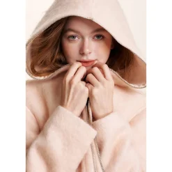 Kroche Double Zipper Tweed Warm Jacket Pink