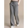 Kroche Drawstring High Waist Wide-Leg Casual Pants Gray