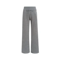 Kroche Drawstring High Waist Wide-Leg Casual Pants Gray