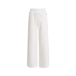 Kroche Drawstring High Waist Wide-Leg Casual Pants White
