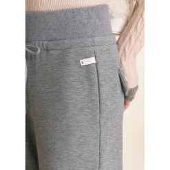 Kroche Drawstring High Waist Wide-Leg Casual Pants Gray