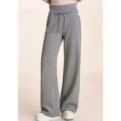 Kroche Drawstring High Waist Wide-Leg Casual Pants Gray
