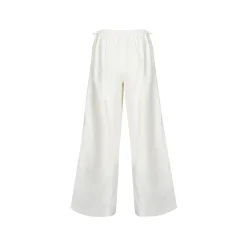 Kroche Drawstring Linen Wide-Leg Pants White