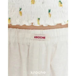 Kroche Drawstring Linen Wide-Leg Pants White