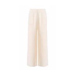 Kroche Elastic-Waist Casual Knit Pants Cream
