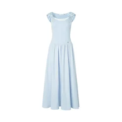 Kroche Fake-2-Piece Patchwork Casual Dress Blue