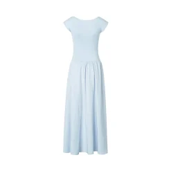 Kroche Fake-2-Piece Patchwork Casual Dress Blue