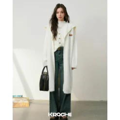 Kroche Faux Mink Oversized Lapel Coat White