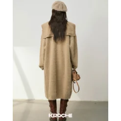 Kroche Faux Mink Oversized Lapel Coat Brown