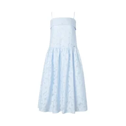 Kroche French Jacquard Halter Long Dress Blue