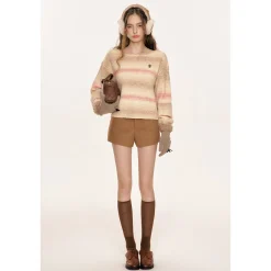 Kroche Gradient Off-Shoulder Woolen Sweater