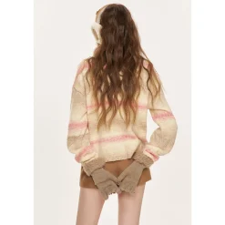 Kroche Gradient Off-Shoulder Woolen Sweater