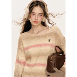 Kroche Gradient Off-Shoulder Woolen Sweater