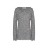 Kroche Hand Crochet Hollow Out V-Neck Knit Top Gray