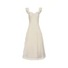 Kroche Hollow Out Embroidered Lace Long Dress Beige