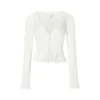 Kroche Lace Edge Patchwork Knitted Cardigan White