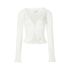 Kroche Lace Edge Patchwork Knitted Cardigan White