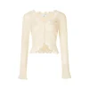 Kroche Lace Edge Patchwork Knitted Cardigan Beige