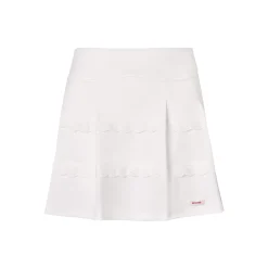 Kroche Lace Edge Patchwork Pleated Skirt White