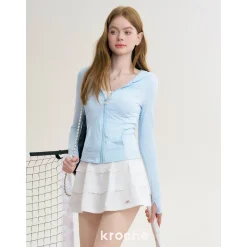 Kroche Lace Edge Patchwork Pleated Skirt White