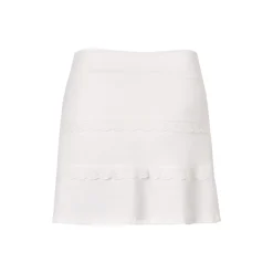 Kroche Lace Edge Patchwork Pleated Skirt White