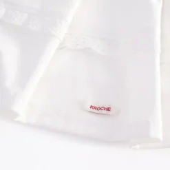 Kroche Lace Edge Patchwork Pleated Skirt White