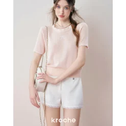 Kroche Lace Edge Suit Short White