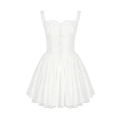 Kroche Lace Edge Waist Puff Dress White