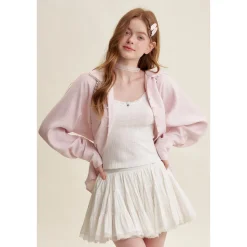 Kroche Lace Patchwork A-Line Ballet Fluffy Skirt White