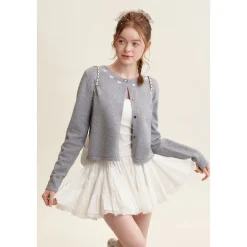 Kroche Lace Patchwork A-Line Ballet Fluffy Skirt White