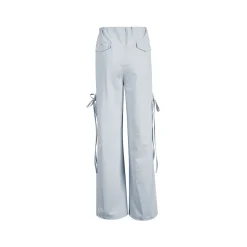 Kroche Lace Patchwork Bow Lace Up Cargo Pants Blue