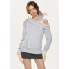 Kroche Lace Patchwork Diagonal Shoulder Woolen Sweater