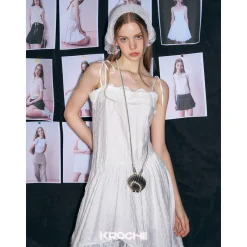 Kroche Lace Patchwork Irregular Cutting Sling Dress
