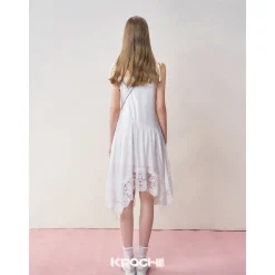 Kroche Lace Patchwork Irregular Cutting Sling Dress