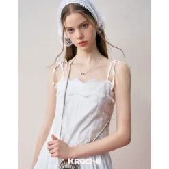 Kroche Lace Patchwork Irregular Cutting Sling Dress