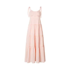 Kroche Lace Up Waisting Halter Dress Pink