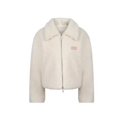 Kroche Lapel Double Zipper Woolen Fleece Jacket White
