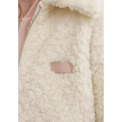 Kroche Lapel Double Zipper Woolen Fleece Jacket White