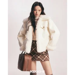 Kroche Leather-Fur Integrated Thicken Patchwork Jacket