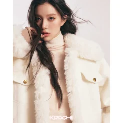 Kroche Leather-Fur Integrated Thicken Patchwork Jacket