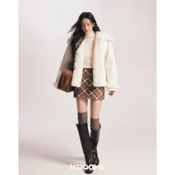 Kroche Leather-Fur Integrated Thicken Patchwork Jacket