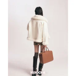 Kroche Leather-Fur Integrated Thicken Patchwork Jacket