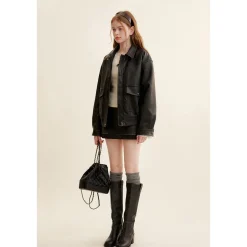 Kroche Millard Eco-Friendly Rose Button Jacket Black