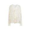 Kroche Mohair Floral Knitted V-Neck Woolen Cardigan