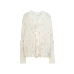 Kroche Mohair Floral Knitted V-Neck Woolen Cardigan