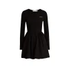 Kroche Patchwork Embroidery Waisted Bud Dress Black