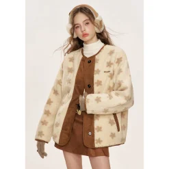 Kroche Reversible Suede Patchwork Padded Fleece Jacket